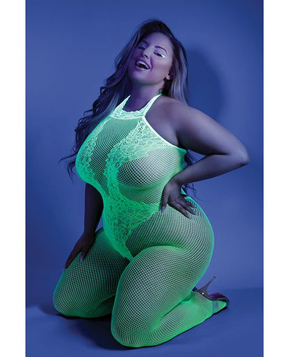 Neon Afterglow Sheer Bodysuit - UV Green 🌙