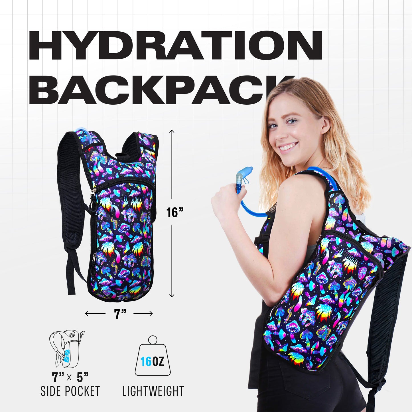 Momentum Hydration Pack - 2L Lightweight Festival Backpack - Select from Multiple Colors