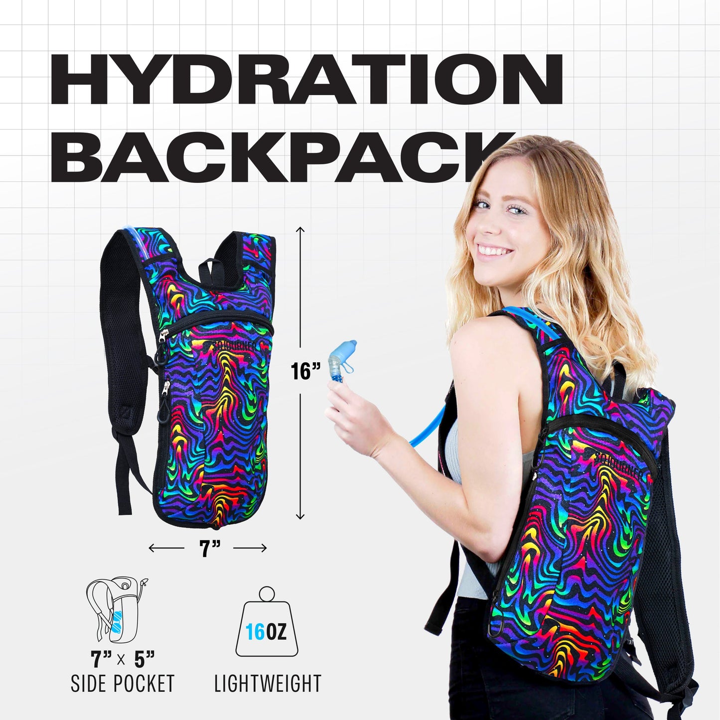 Momentum Hydration Pack - 2L Lightweight Festival Backpack - Select from Multiple Colors