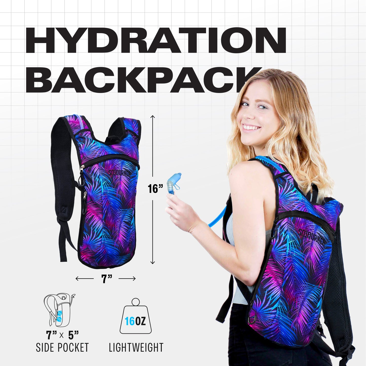 Momentum Hydration Pack - 2L Lightweight Festival Backpack - Select from Multiple Colors