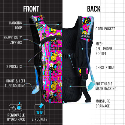 Momentum Hydration Pack - 2L Lightweight Festival Backpack - Select from Multiple Colors