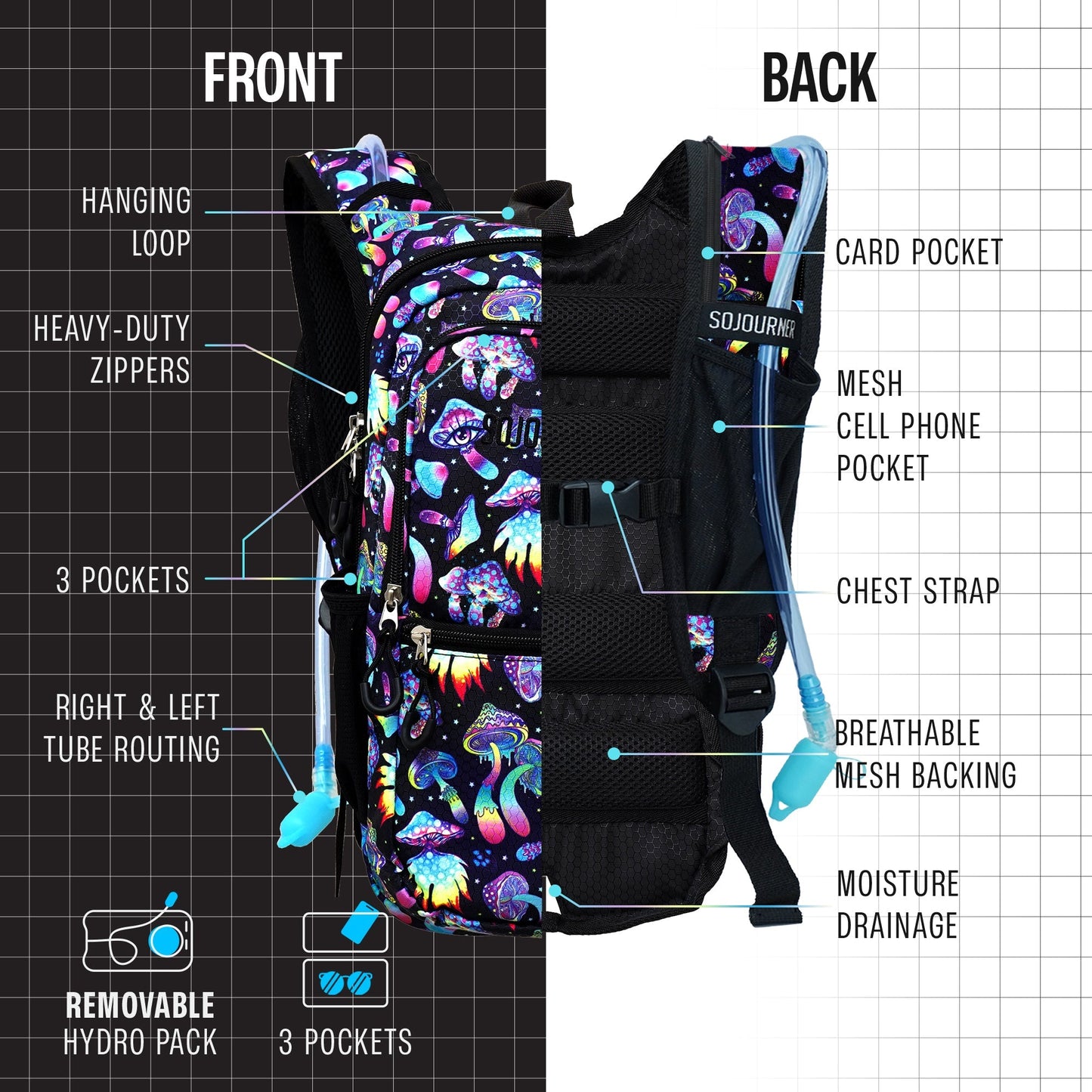 Endurance Hydration Pack — 2L Festival Backpack in Multiple Colors