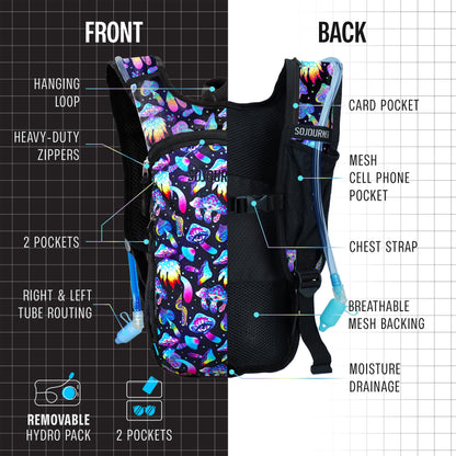 Momentum Hydration Pack - 2L Lightweight Festival Backpack - Select from Multiple Colors