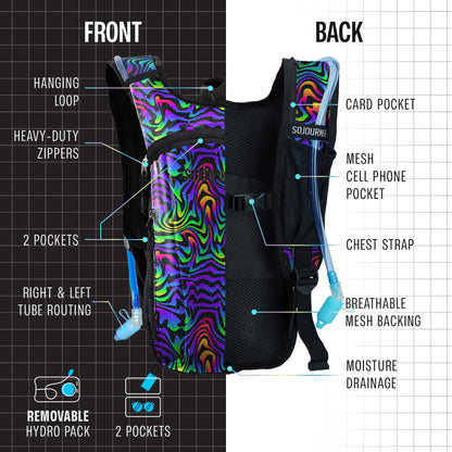 Momentum Hydration Pack - 2L Lightweight Festival Backpack - Select from Multiple Colors