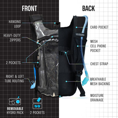 Momentum Hydration Pack - 2L Lightweight Festival Backpack - Select from Multiple Colors