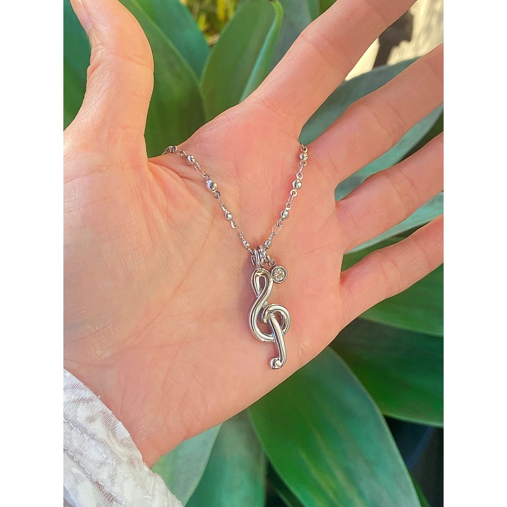 Treble Clef Pendant Necklace — Stainless Steel