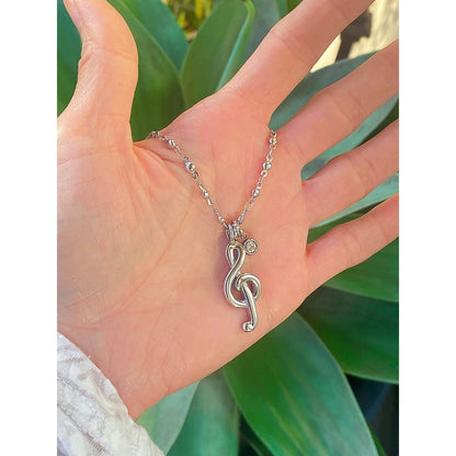 Treble Clef Pendant Necklace — Stainless Steel