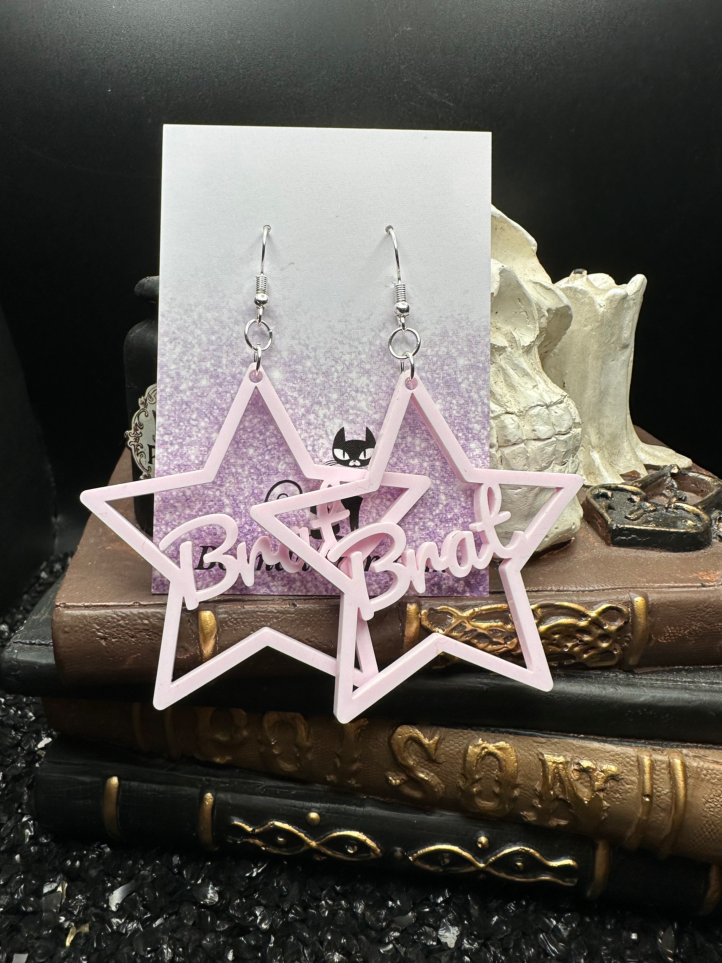 Brat Earrings — Rose Pink Acrylic