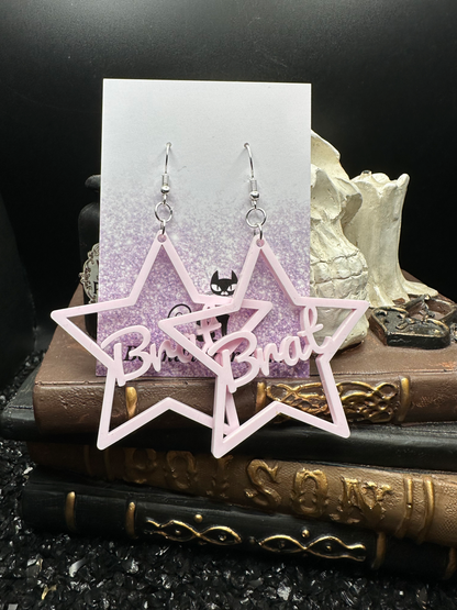 Brat Earrings — Rose Pink Acrylic