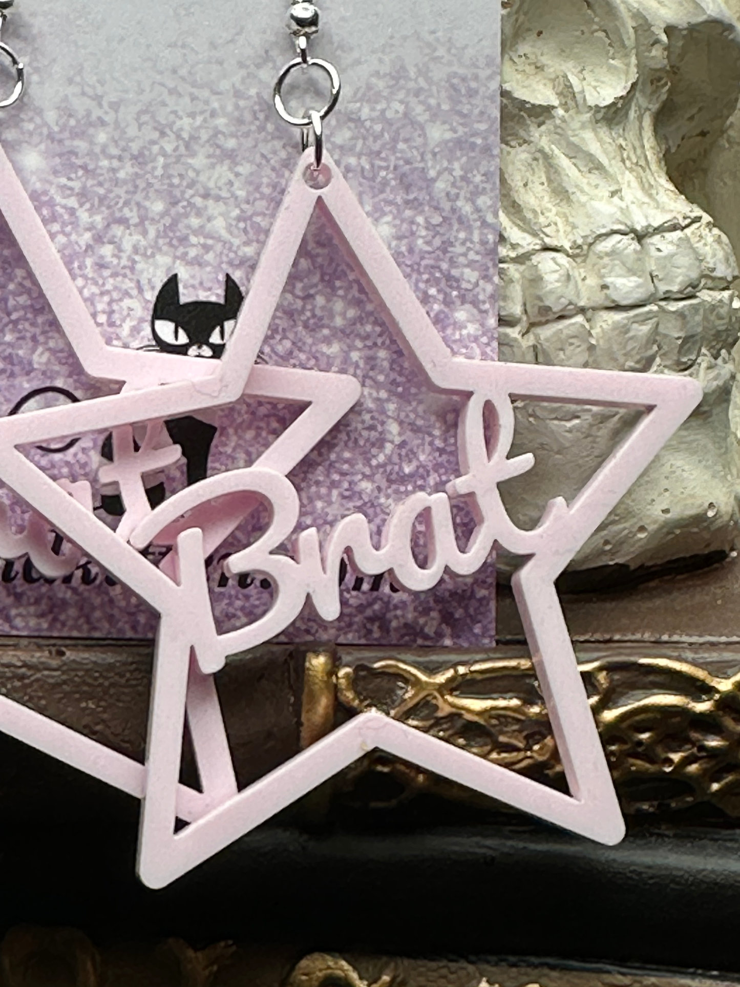 Brat Earrings — Rose Pink Acrylic