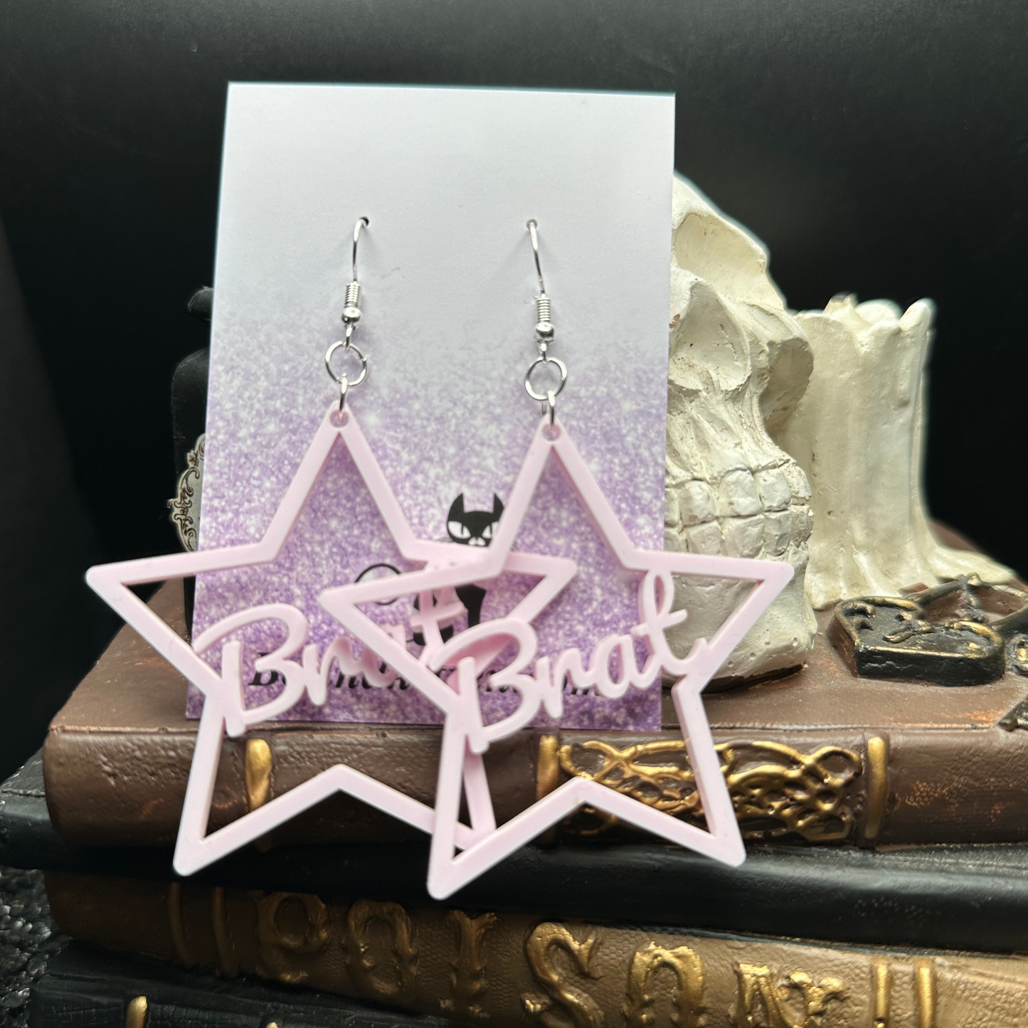 Brat Earrings — Rose Pink Acrylic