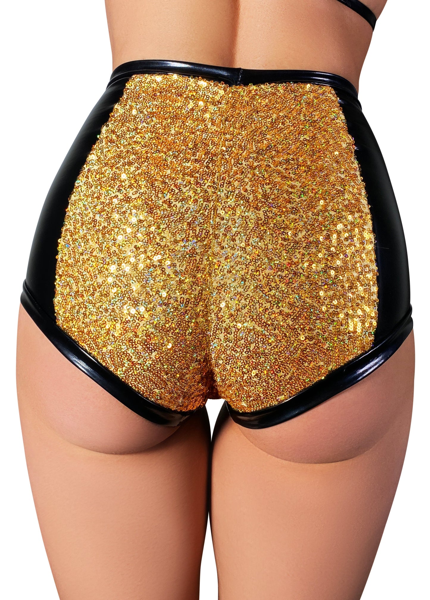 Holographic Sequin Pole Shorts — Liquid Panel Edition