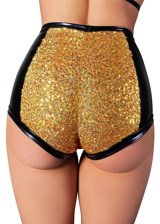 Holographic Sequin Pole Shorts — Liquid Panel Edition