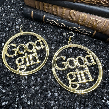 Good Girl Earrings — Mirrored Gold Acrylic