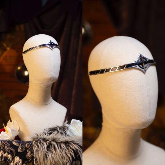 Celestial Crown Headpiece — Silver / Black | Custom Made