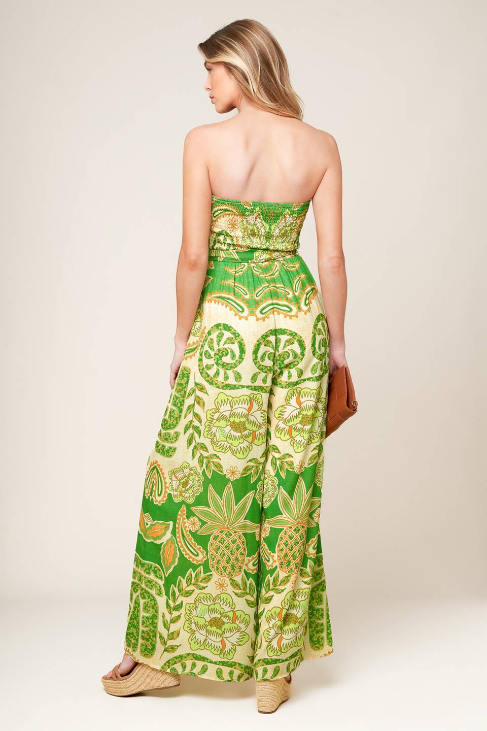 Sunspell Strapless Wide-Leg Jumpsuit — Green