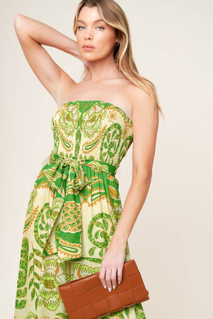 Sunspell Strapless Wide-Leg Jumpsuit — Green