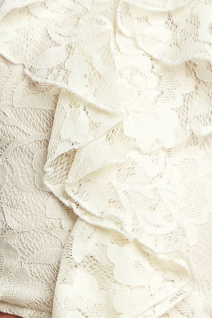 Ivory Lace Halter Top — Ruffle Tie Back