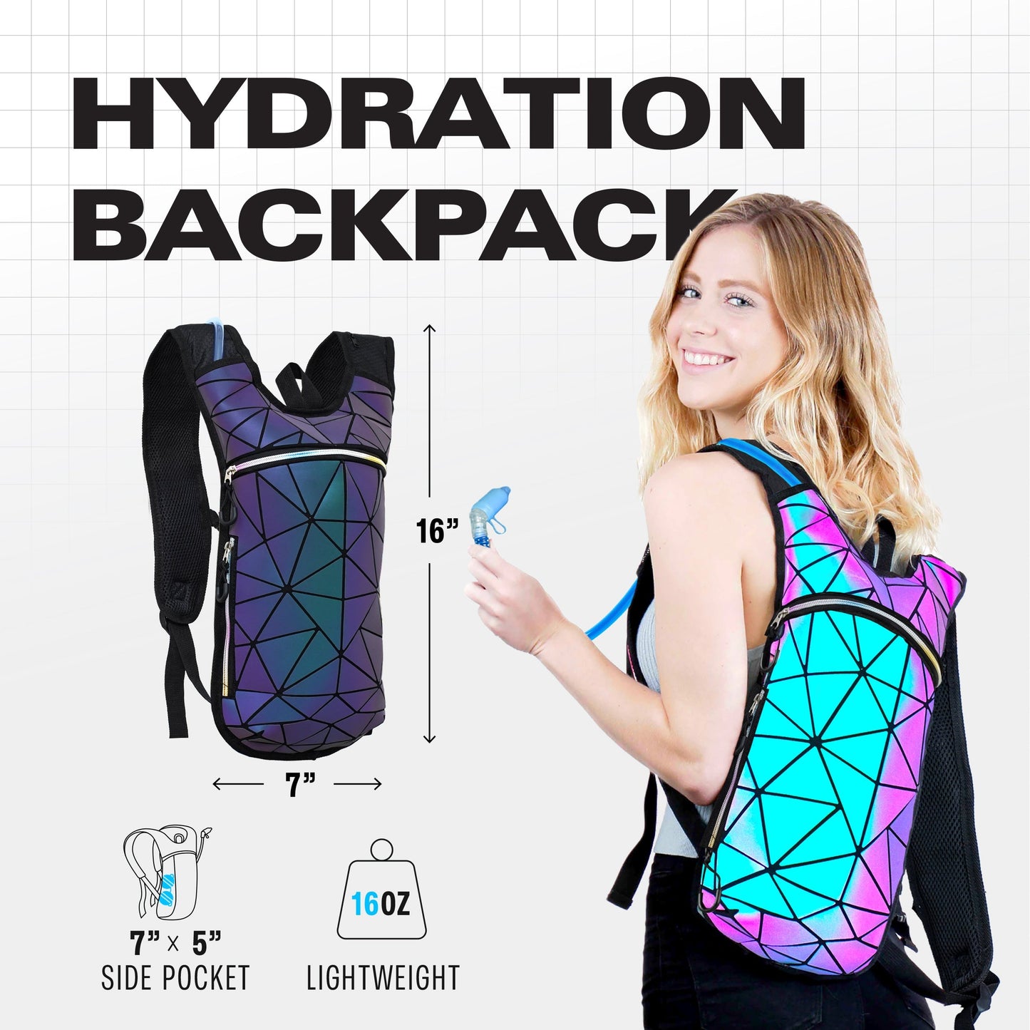 Momentum Hydration Pack - 2L Lightweight Festival Backpack - Select from Multiple Colors