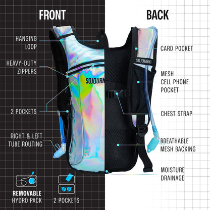 Momentum Hydration Pack - 2L Lightweight Festival Backpack - Select from Multiple Colors