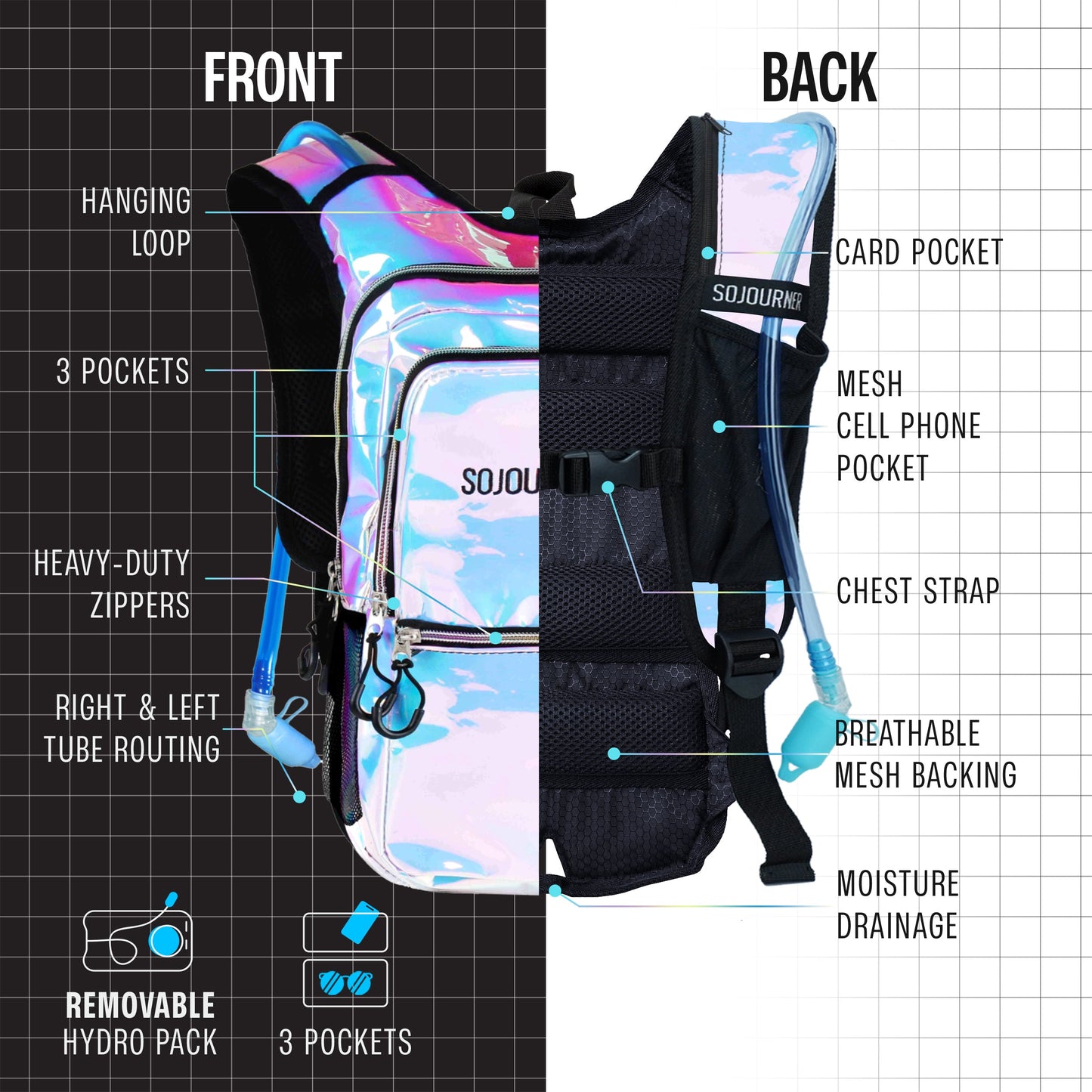 Endurance Hydration Pack — 2L Festival Backpack in Multiple Colors