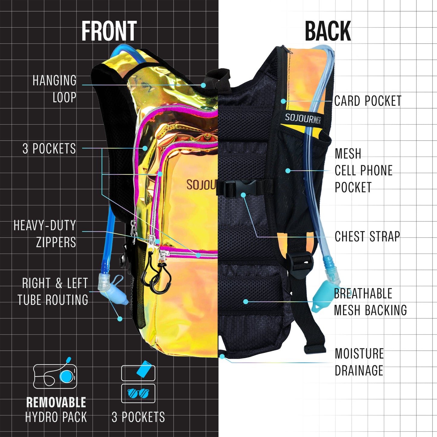 Endurance Hydration Pack — 2L Festival Backpack in Multiple Colors