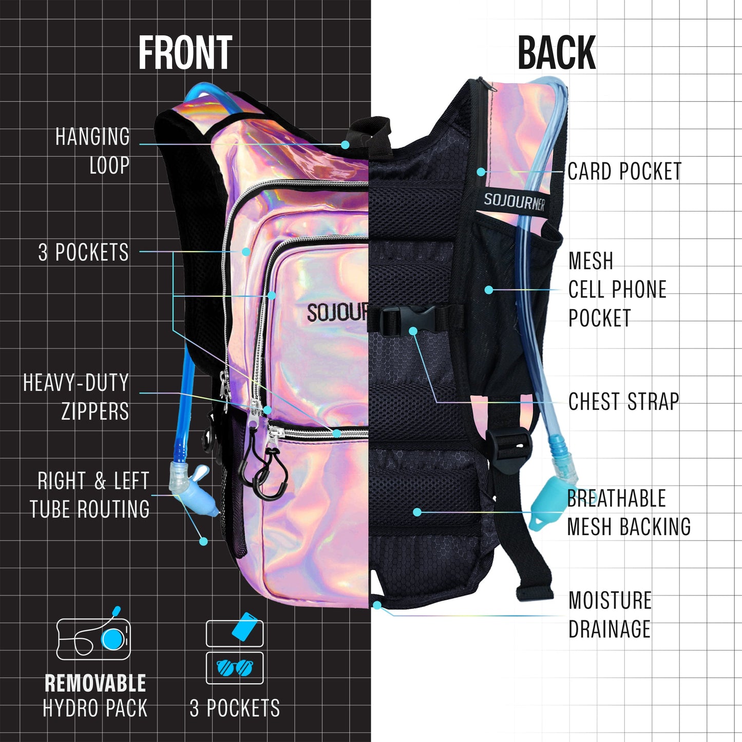 Endurance Hydration Pack — 2L Festival Backpack in Multiple Colors