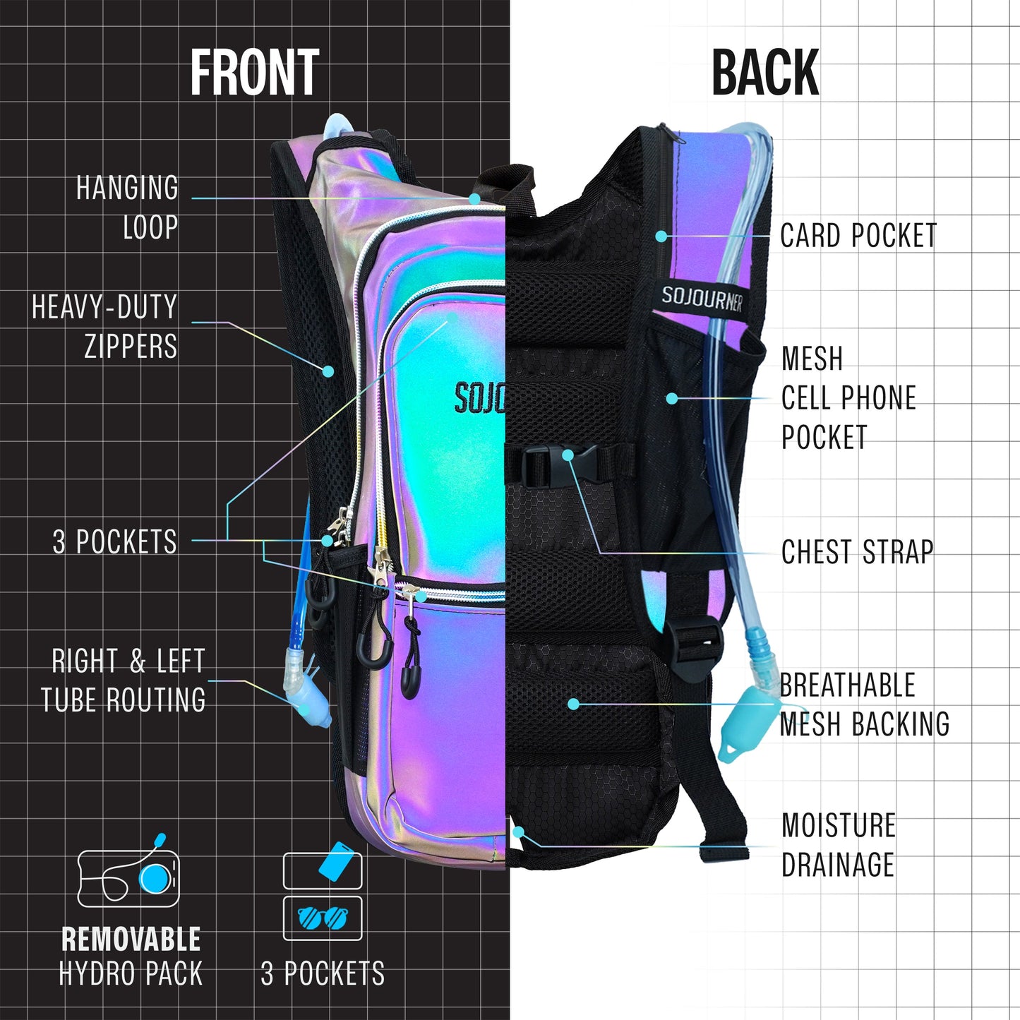 Endurance Hydration Pack — 2L Festival Backpack in Multiple Colors