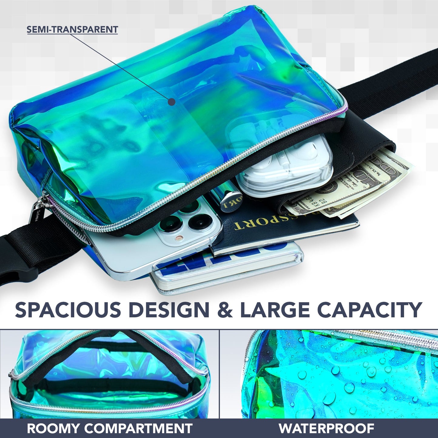 Holographic Festival Fanny Pack — Multiple Colors