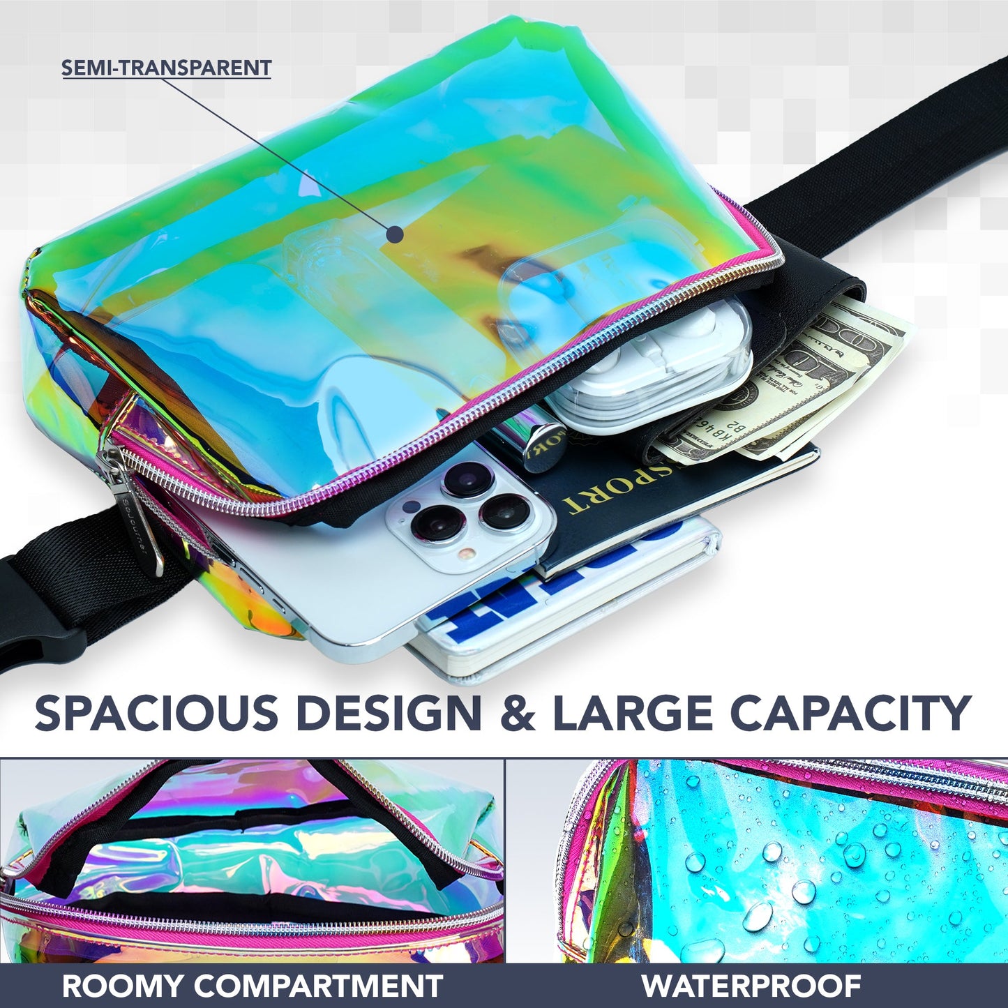 Holographic Festival Fanny Pack — Multiple Colors