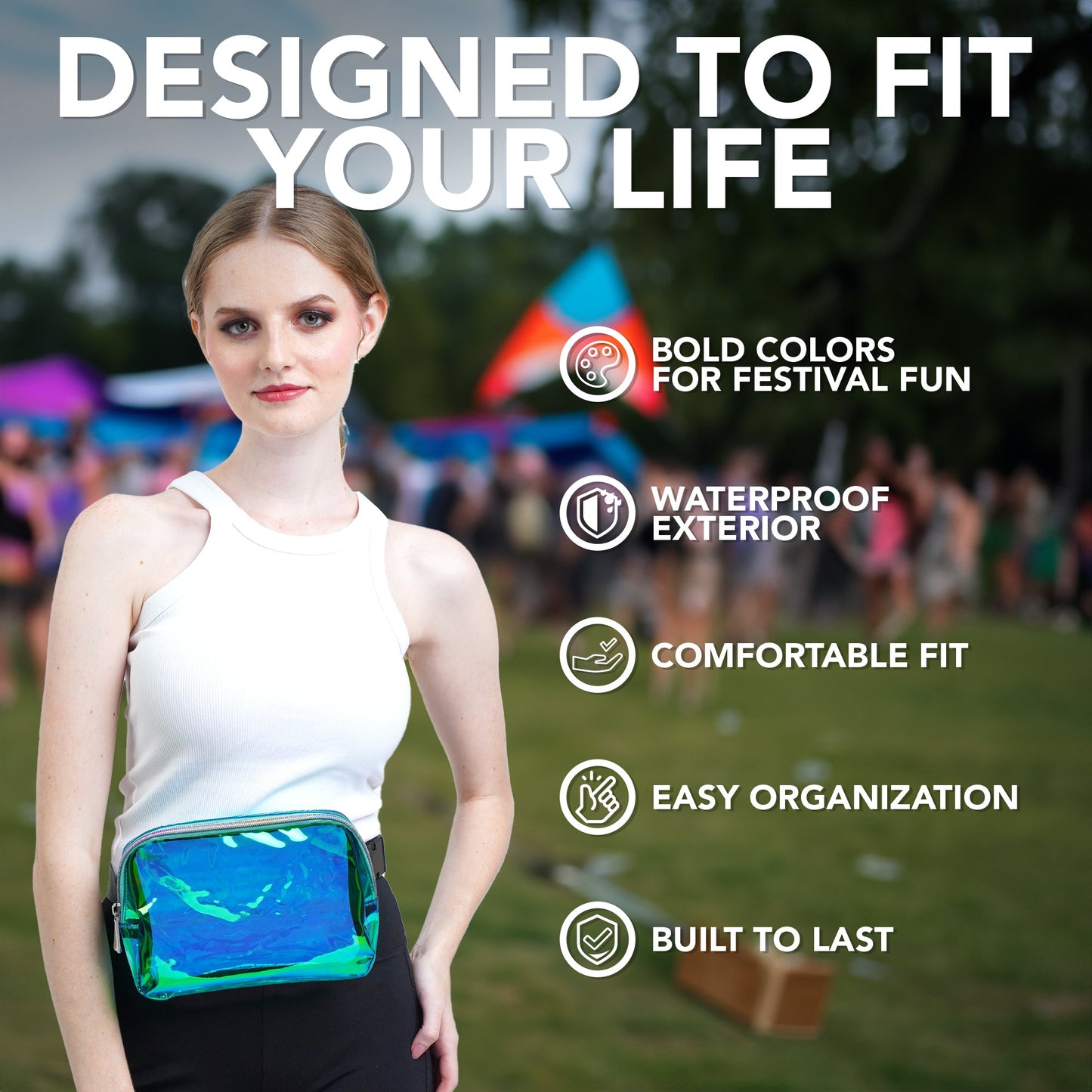 Holographic Festival Fanny Pack — Multiple Colors