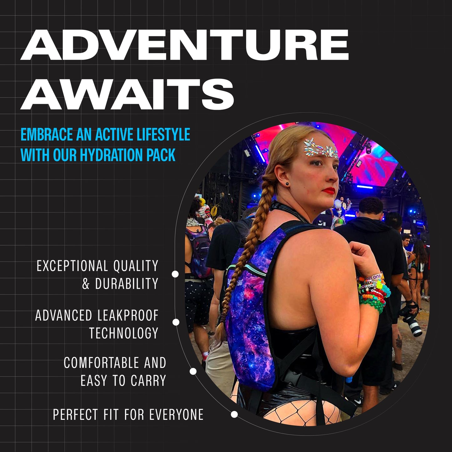 Momentum Hydration Pack - 2L Lightweight Festival Backpack - Select from Multiple Colors