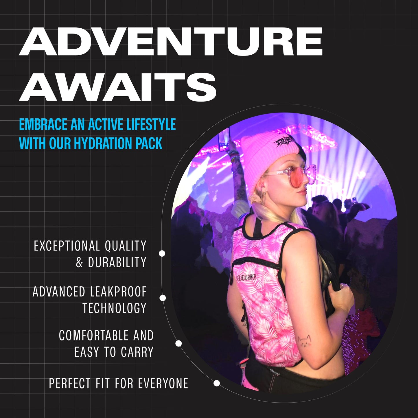 Momentum Hydration Pack - 2L Lightweight Festival Backpack - Select from Multiple Colors