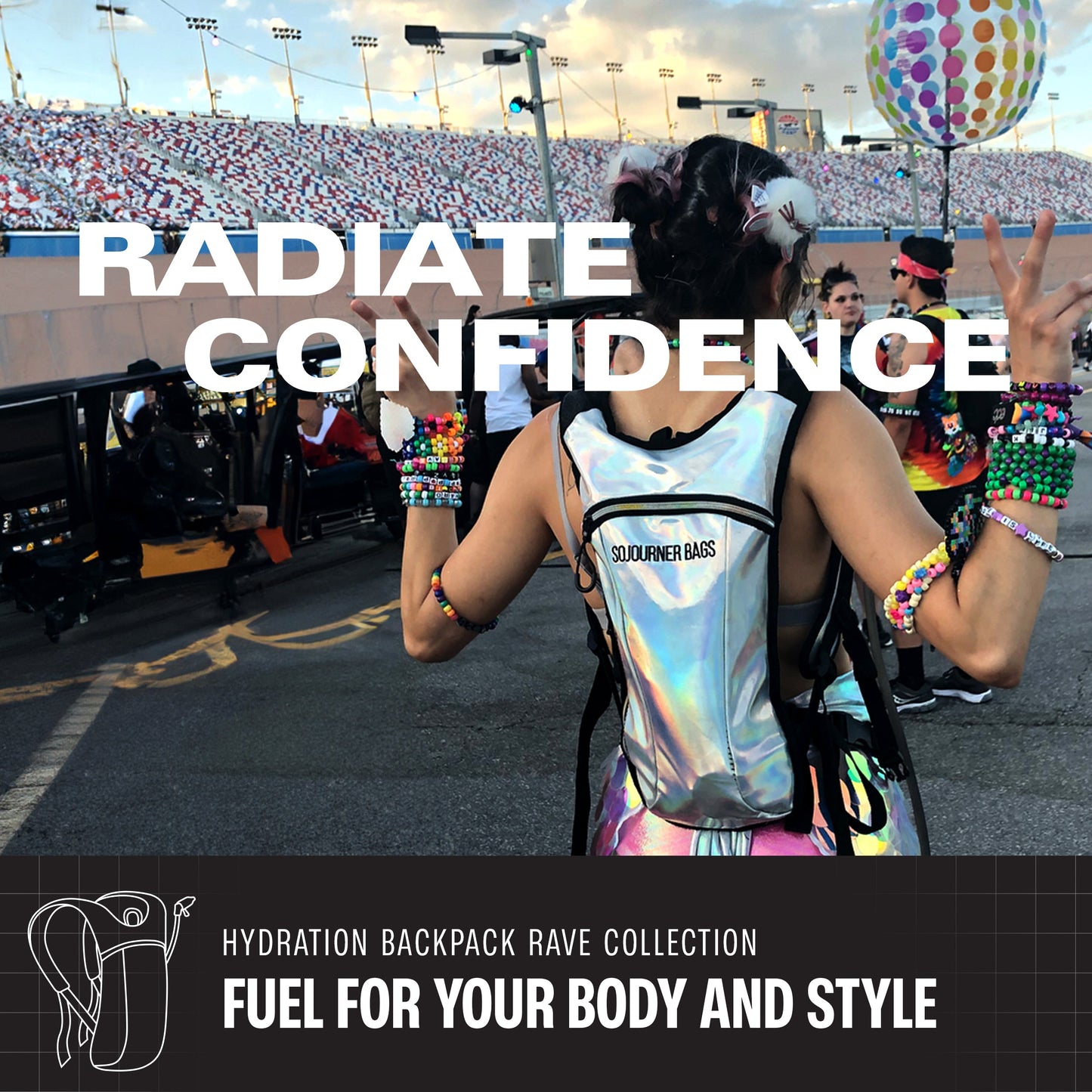 Momentum Hydration Pack - 2L Lightweight Festival Backpack - Select from Multiple Colors