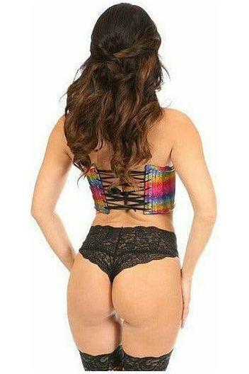 Lavish Rainbow Glitter Short Bustier Top | Daisy Corsets