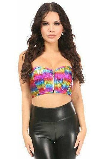 Lavish Rainbow Glitter Short Bustier Top | Daisy Corsets