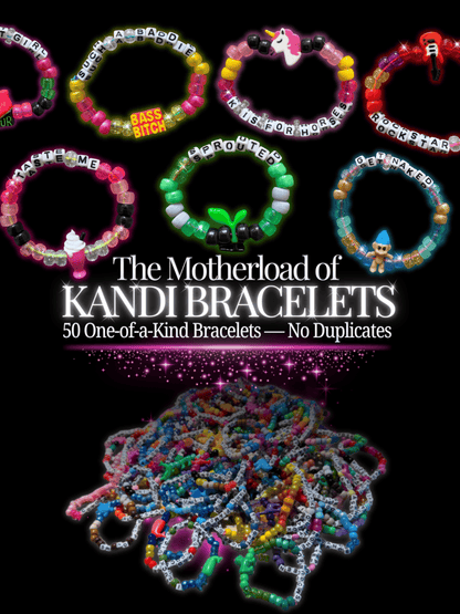 PLUR Trade Bait Energy Kandi Bracelet Bundle — 50 Pack
