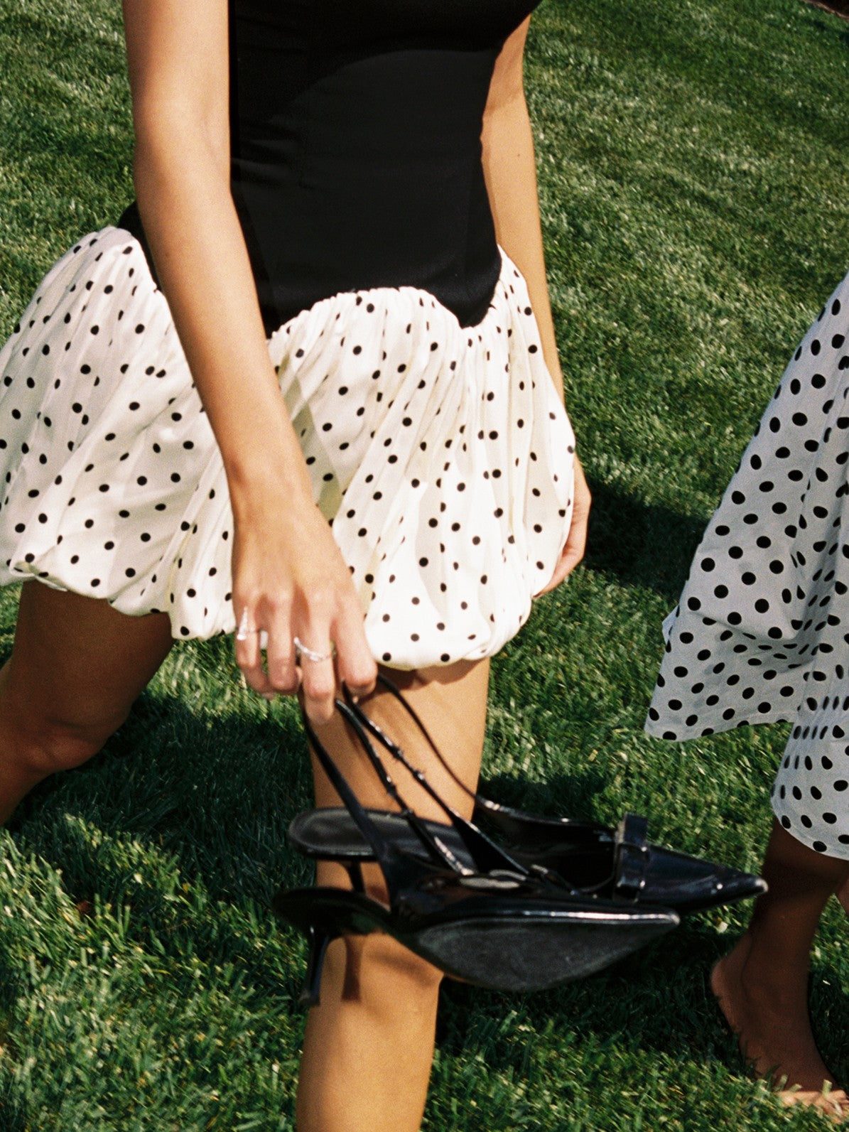 Dahliana Corset Bubble Mini — Noir Polka