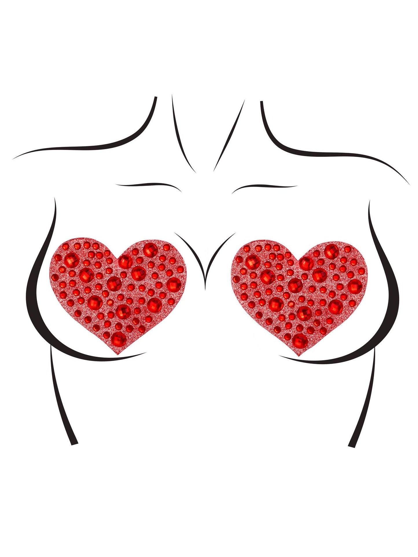 Amore Rhinestone Heart Pasties — Red Crystal