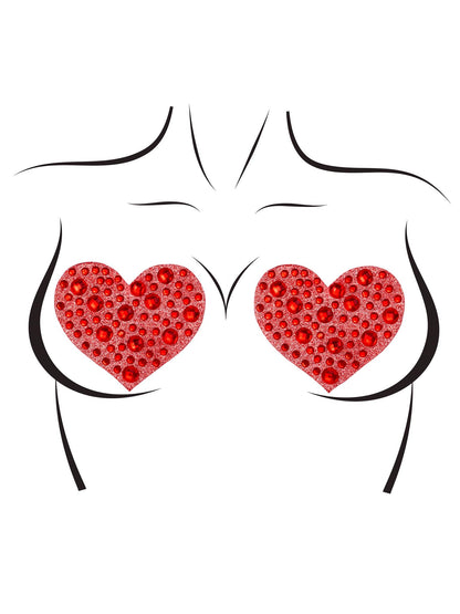 Amore Rhinestone Heart Pasties — Red Crystal