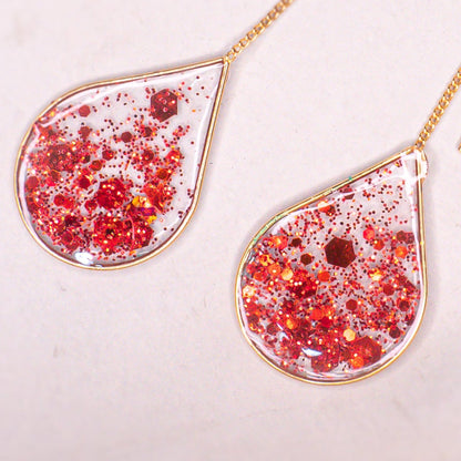 Liquid Spark Threader Earrings — Fire Red