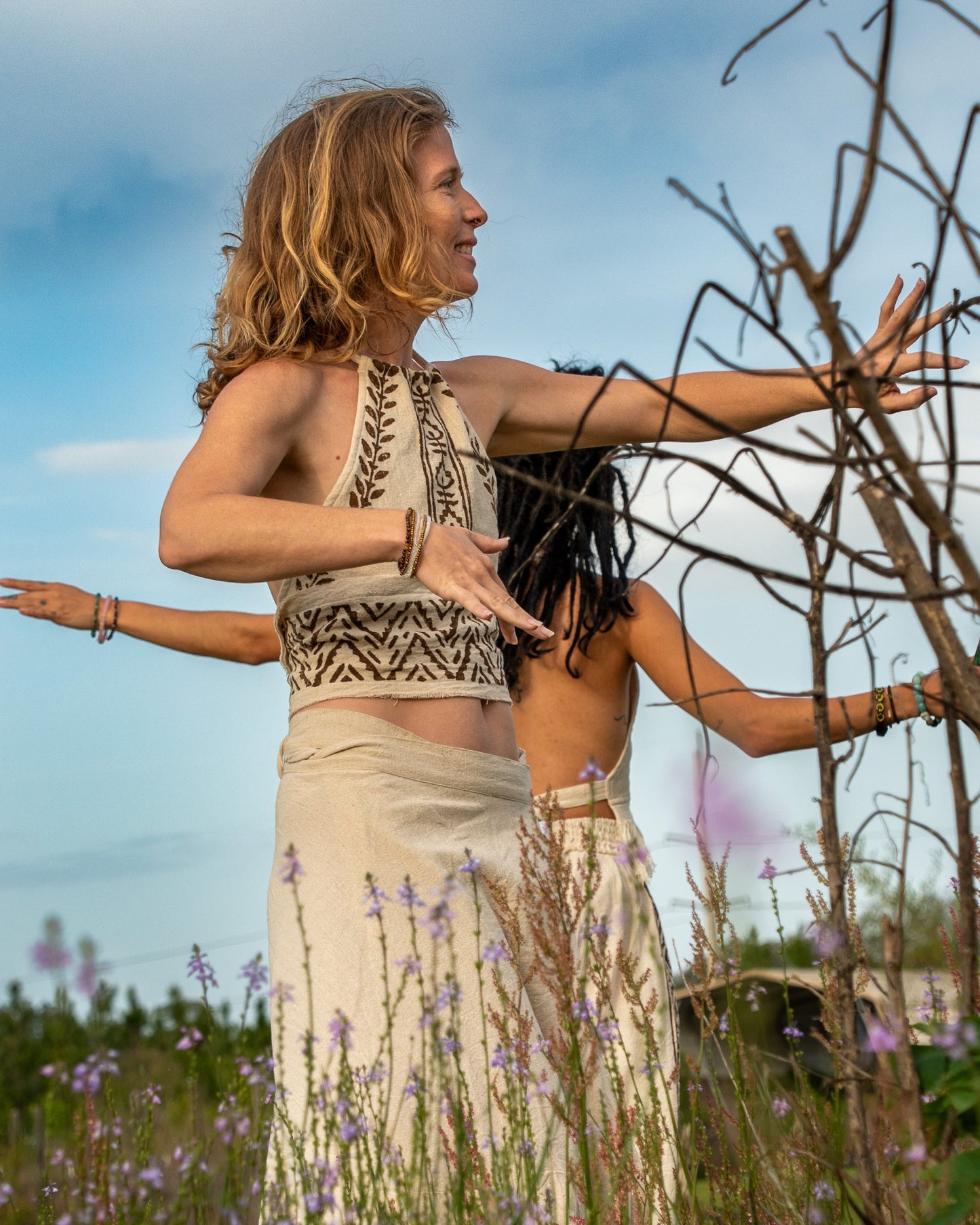 Sacred Flow Tribal Halter Top — Cream or Brown