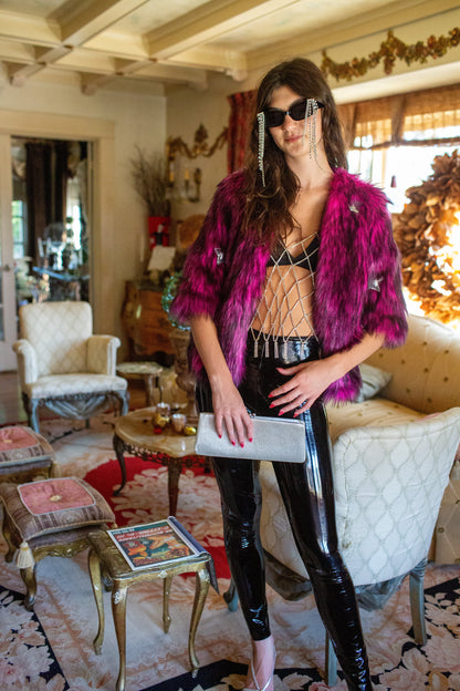 Planet Queen Faux Fur Jacket — Monster Pink | Jennafer Grace
