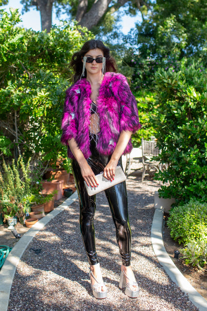Planet Queen Faux Fur Jacket — Monster Pink | Jennafer Grace
