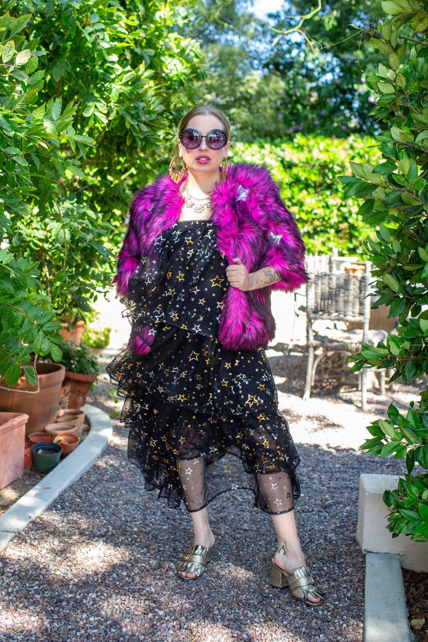 Planet Queen Faux Fur Jacket — Monster Pink | Jennafer Grace
