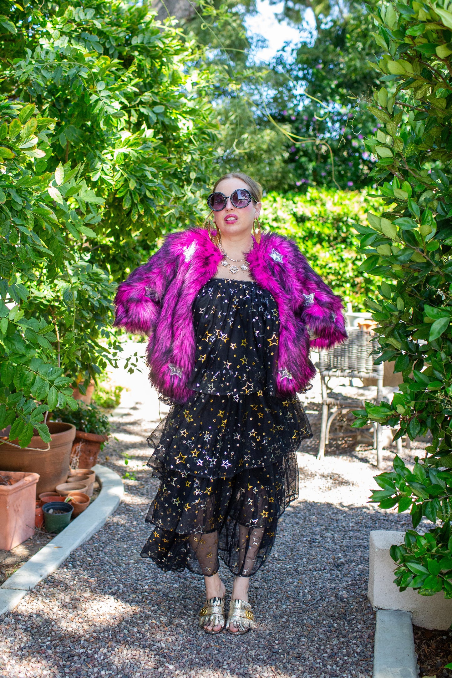 Planet Queen Faux Fur Jacket — Monster Pink | Jennafer Grace
