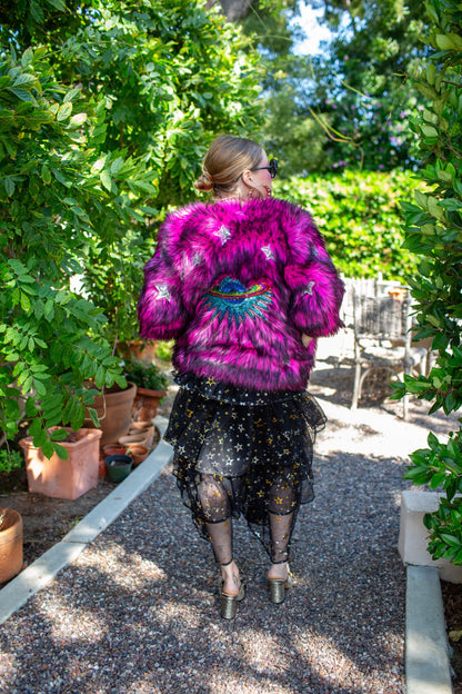Planet Queen Faux Fur Jacket — Monster Pink | Jennafer Grace