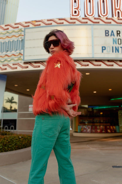Planet Queen Faux Fur Jacket — Orange | Jennafer Grace