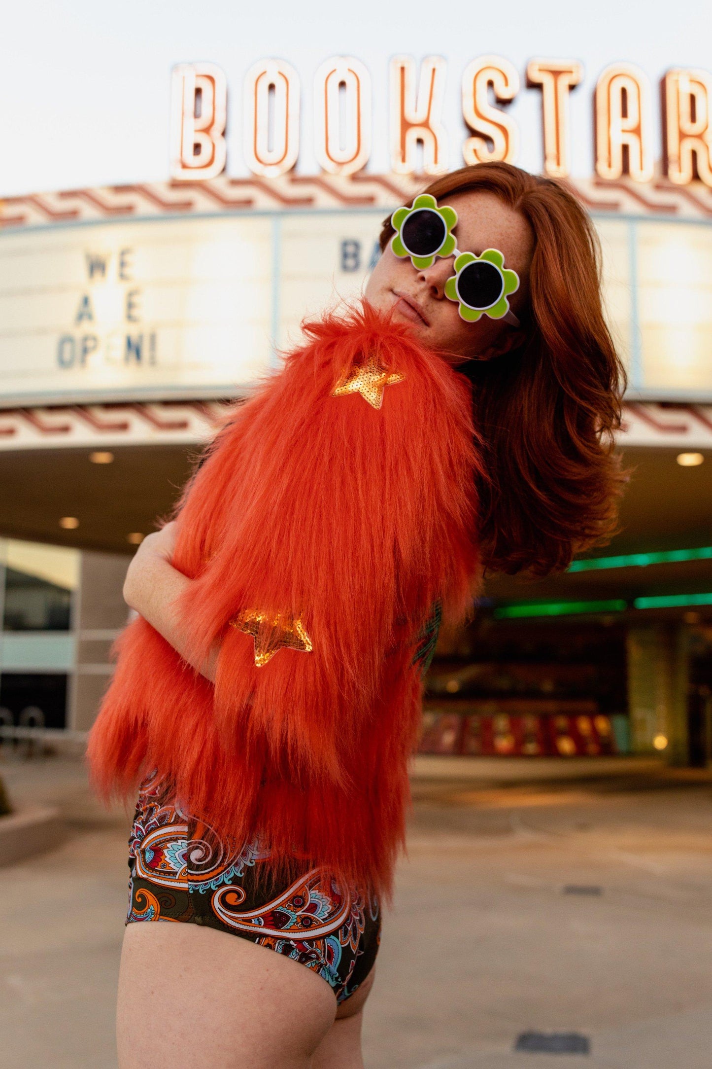 Planet Queen Faux Fur Jacket — Orange | Jennafer Grace