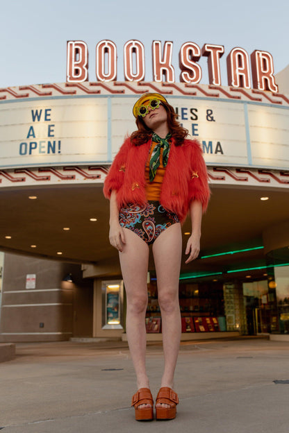 Planet Queen Faux Fur Jacket — Orange | Jennafer Grace